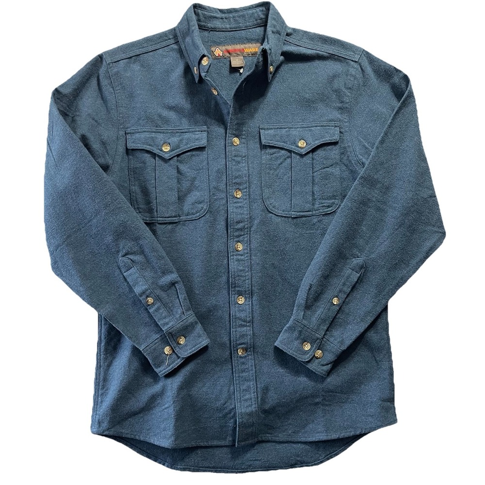 Americaware Mens Button Down Shirt Size M Teal Blue Flannel Outdoor Workwear